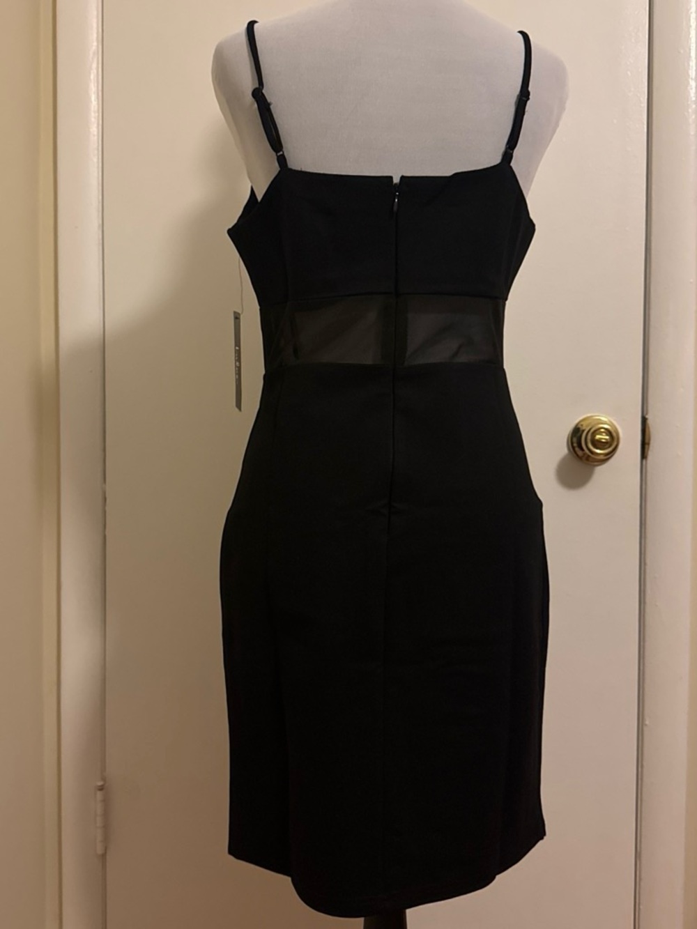 Lulus Black Bodycon Mini Dress Mesh Cutout Waist Size M NWT